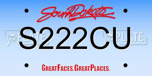 S222CU South Dakota License Plate