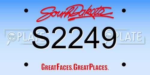 S2249 South Dakota License Plate