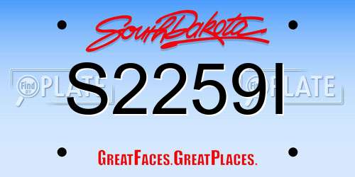 S2259I South Dakota License Plate