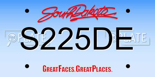 S225DE South Dakota License Plate