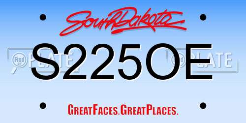 S225OE South Dakota License Plate