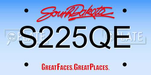 S225QE South Dakota License Plate