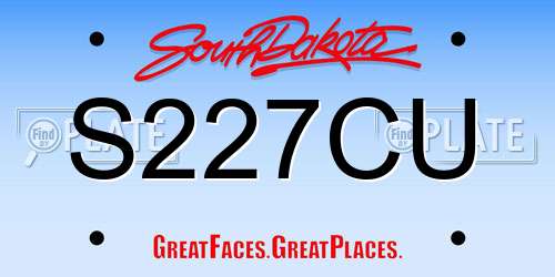 S227CU South Dakota License Plate