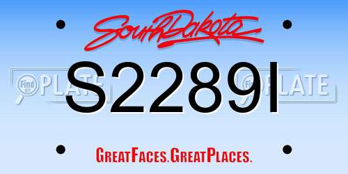 S2289I South Dakota License Plate