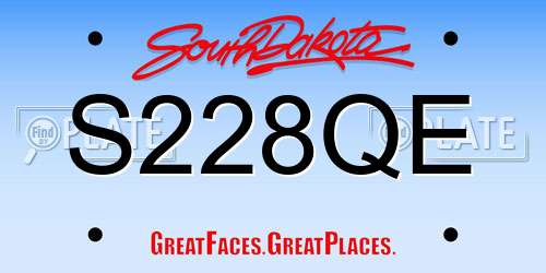 S228QE South Dakota License Plate