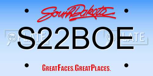 S22BOE South Dakota License Plate