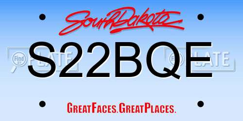S22BQE South Dakota License Plate