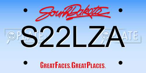 S22LZA South Dakota License Plate