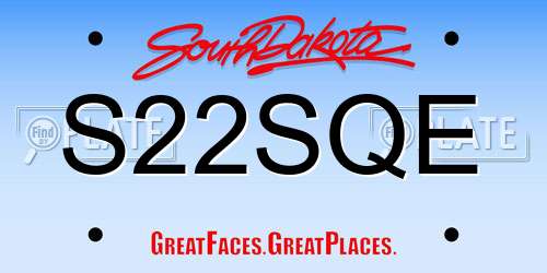 S22SQE South Dakota License Plate