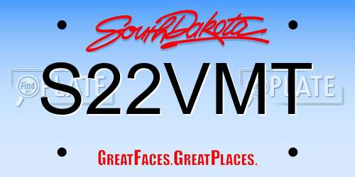 S22VMT South Dakota License Plate