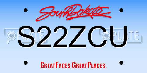 S22ZCU South Dakota License Plate
