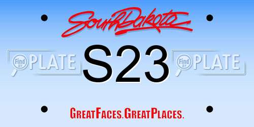 S23 South Dakota License Plate