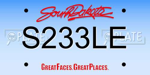 S233LE South Dakota License Plate