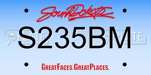 S235BM South Dakota License Plate