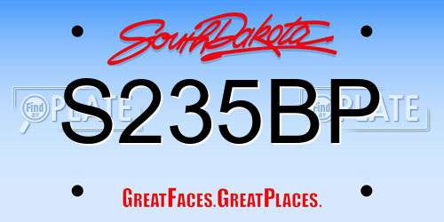 S235BP South Dakota License Plate