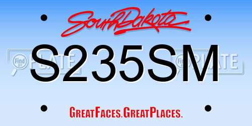 S235SM South Dakota License Plate