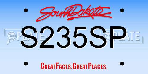 S235SP South Dakota License Plate