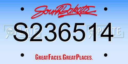 S236514 South Dakota License Plate