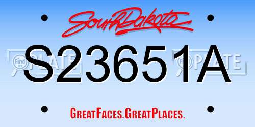 S23651A South Dakota License Plate