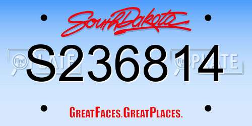 S236814 South Dakota License Plate