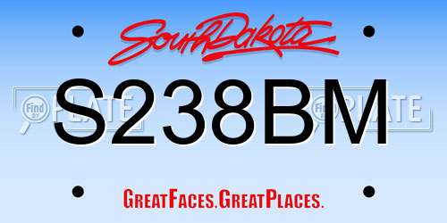 S238BM South Dakota License Plate