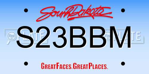 S23BBM South Dakota License Plate