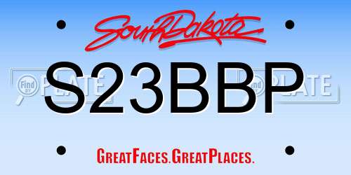 S23BBP South Dakota License Plate