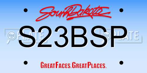 S23BSP South Dakota License Plate
