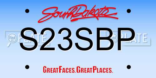 S23SBP South Dakota License Plate