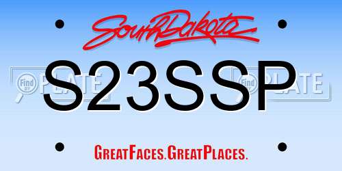 S23SSP South Dakota License Plate