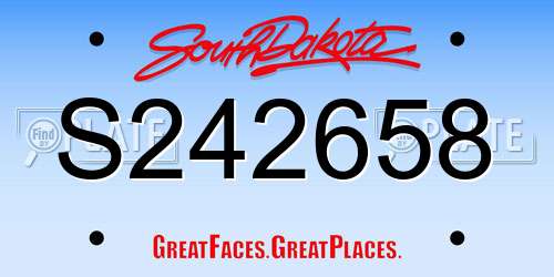 S242658 South Dakota License Plate