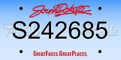 S242685 South Dakota License Plate