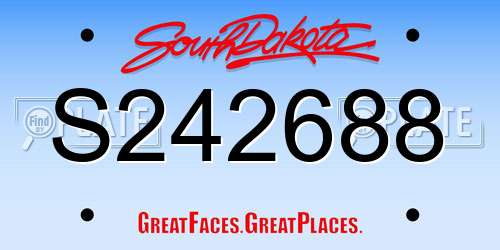 S242688 South Dakota License Plate