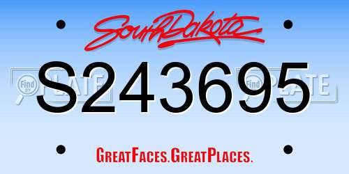 S243695 South Dakota License Plate
