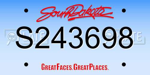 S243698 South Dakota License Plate