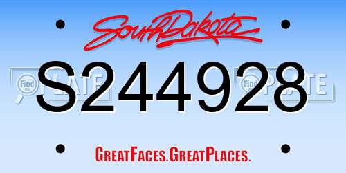 S244928 South Dakota License Plate