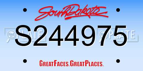 S244975 South Dakota License Plate