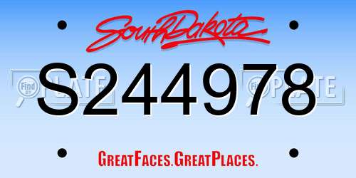 S244978 South Dakota License Plate