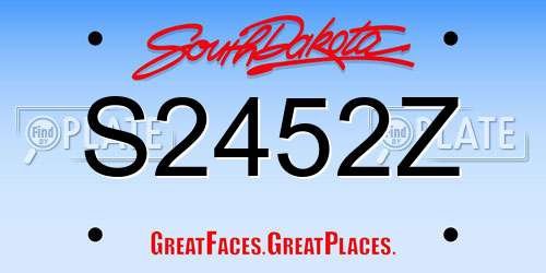 S2452Z South Dakota License Plate