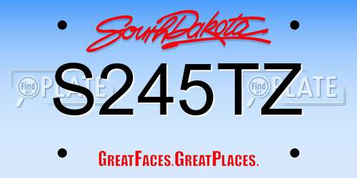 S245TZ South Dakota License Plate