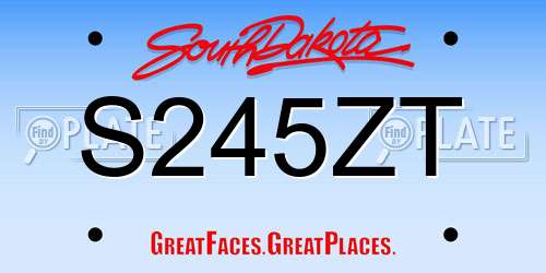S245ZT South Dakota License Plate