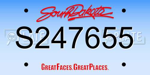 S247655 South Dakota License Plate