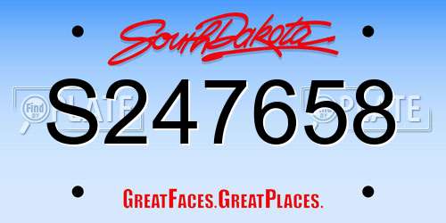 S247658 South Dakota License Plate