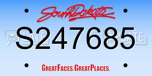 S247685 South Dakota License Plate