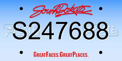 S247688 South Dakota License Plate