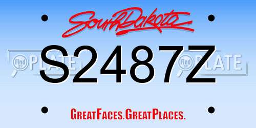 S2487Z South Dakota License Plate