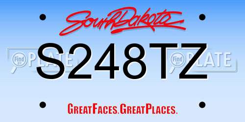 S248TZ South Dakota License Plate