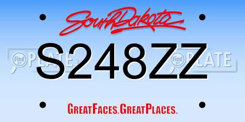 S248ZZ South Dakota License Plate