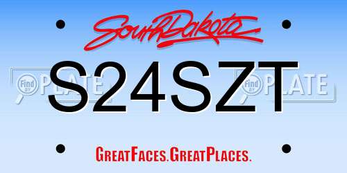 S24SZT South Dakota License Plate