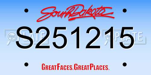 S251215 South Dakota License Plate